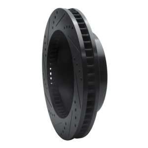 Cadillac DTS Brake Rotor (1) - Front Right - R1 Concepts - Drilled & Slotted - Black - `06-`11